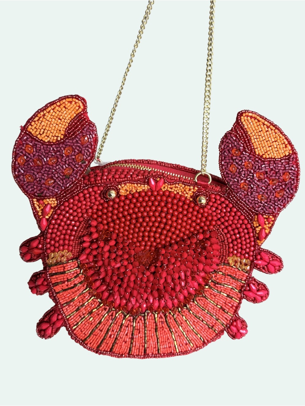 2pc - HANDCRAFTED IN INDIA Beaded Crab Crossbody NWT - Gold Strap, Free Scarf